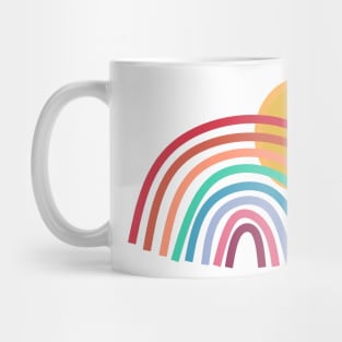 Boho Rainbow Sunrise on White Mug